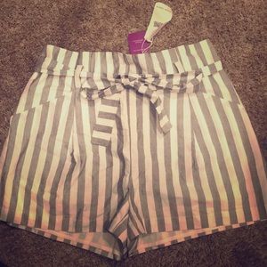 Striped high rise shorts